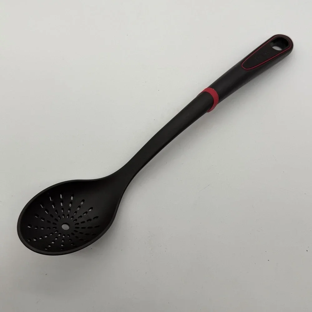 T-FAL Sturdy Slotted Draining Straining Spoon Black Scoop 13